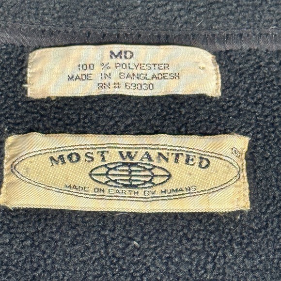 Vintage‎ Most Wanted Embroidered Red Crab Blue Fleece Vest Mens M - Picture 4 of 10